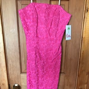 Lilly Pulitzer Pink Eyelet Strapless Dress, Size 6